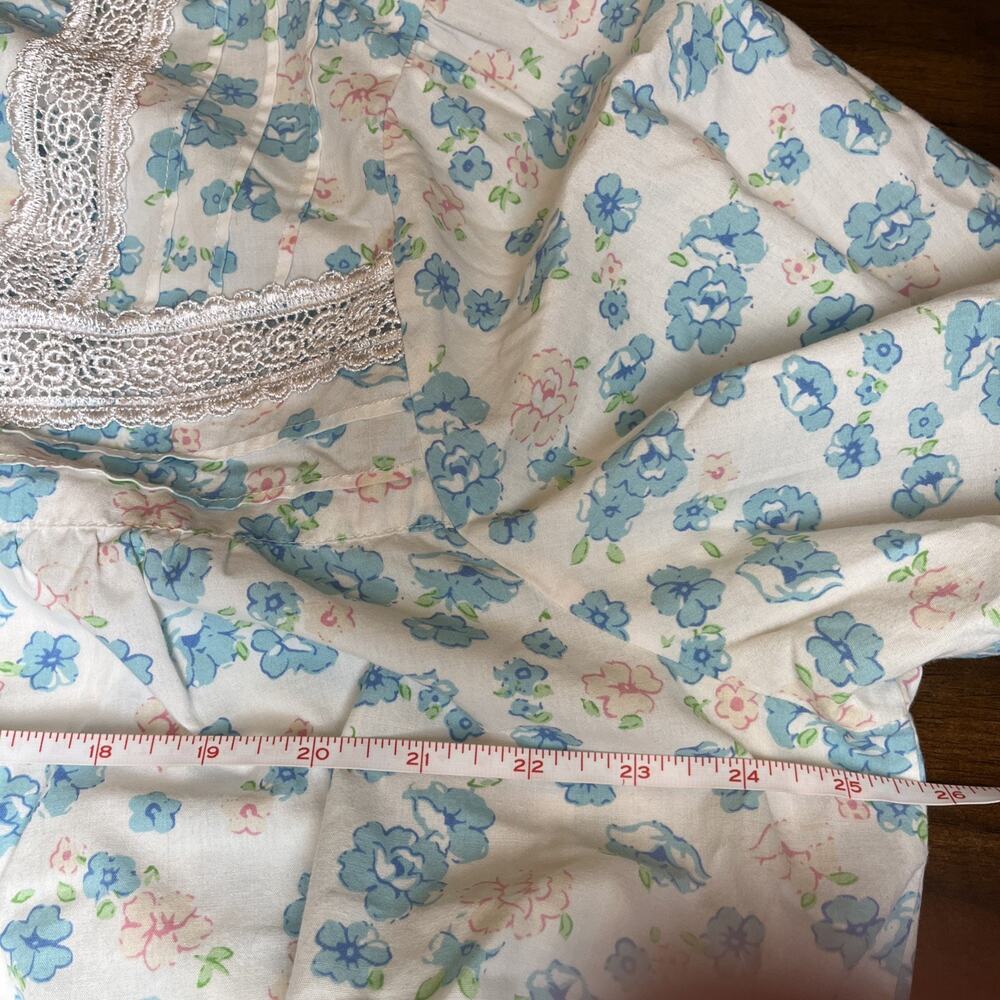Blue Floral Pearl Snap Robe House Coat Women’s 2XL With Pockets Grannycore Cozy - Picture 10 of 10